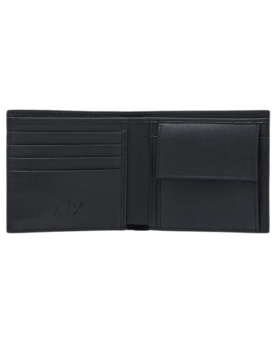 Portafoglio Armani Exchange Uomo Logo Impresso Portamonete Leather Black