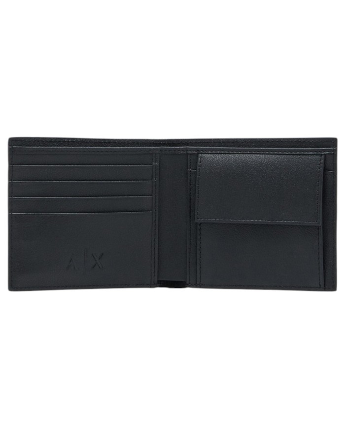 Portafoglio Armani Exchange Uomo Logo Impresso Portamonete Leather Black
