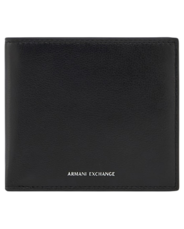 Portafoglio Armani Exchange Uomo Line Logo Portamonete Leather Black