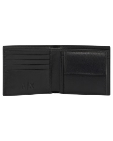 Portafoglio Armani Exchange Uomo Line Logo Portamonete Leather Black