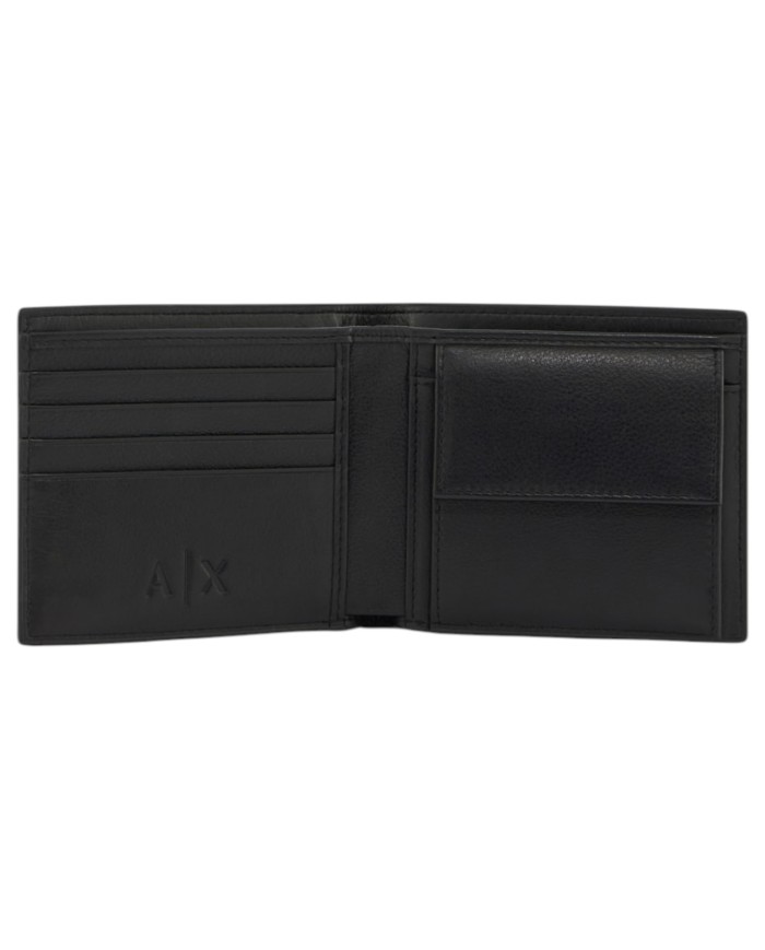 Portafoglio Armani Exchange Uomo Line Logo Portamonete Leather Black