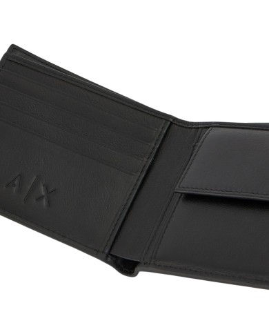 Portafoglio Armani Exchange Uomo Line Logo Portamonete Leather Black