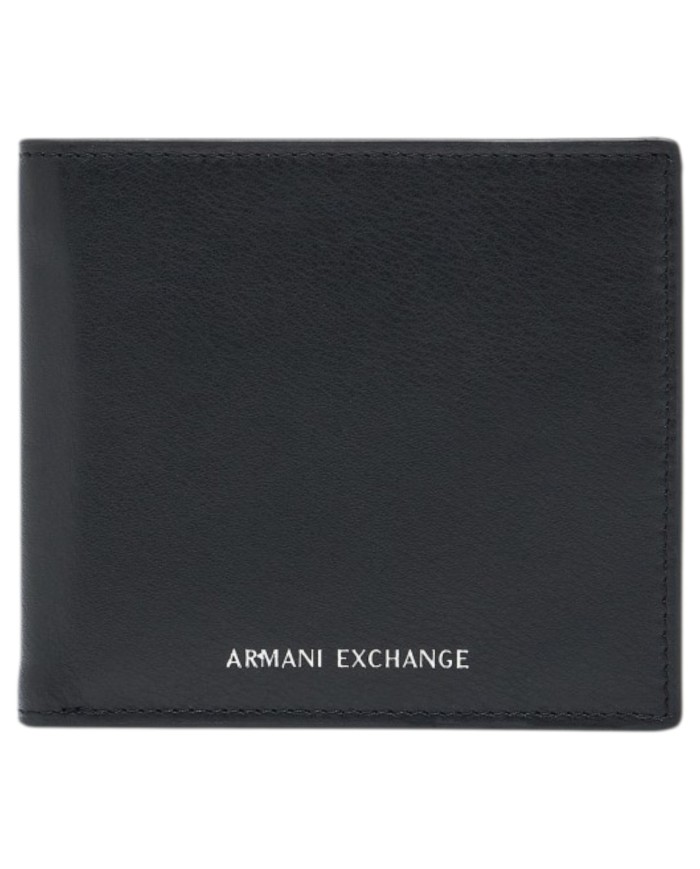 Portafoglio Armani Exchange Uomo Line Logo Portacarte Leather Black