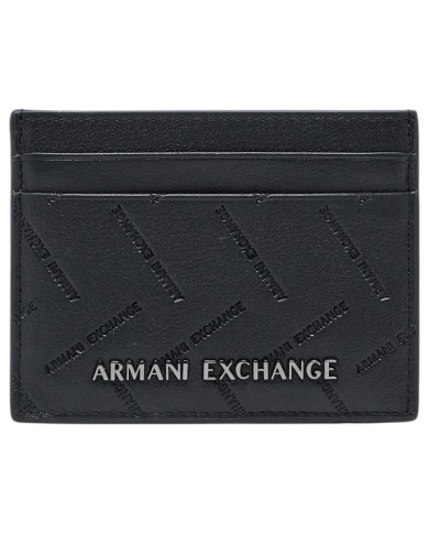 Portacarte Armani Exchange Uomo Embossed Logo Leather Black