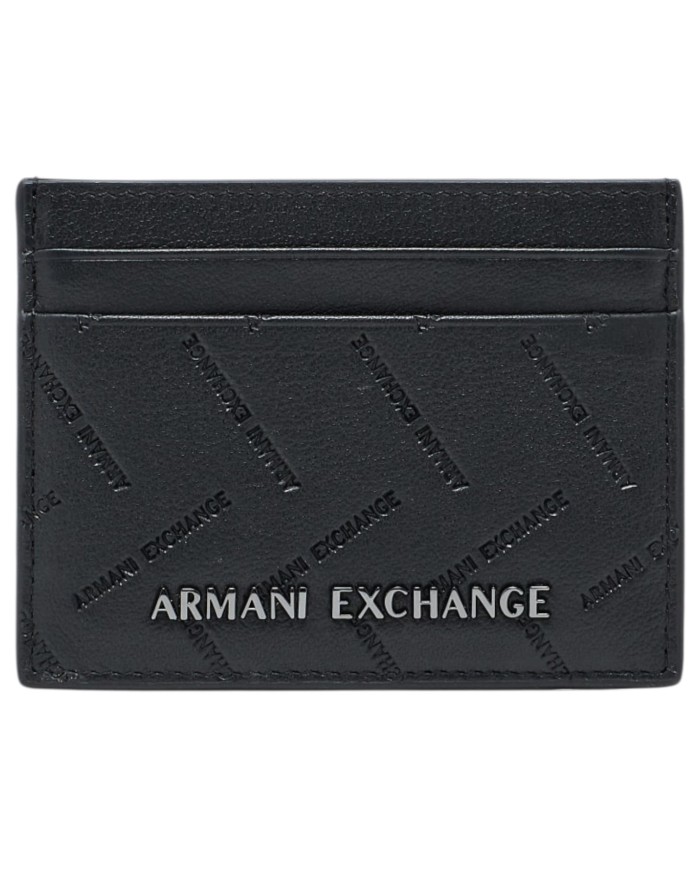 Portacarte Armani Exchange Uomo Embossed Logo Leather Black