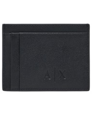 Portacarte Armani Exchange Uomo Embossed Logo Leather Black