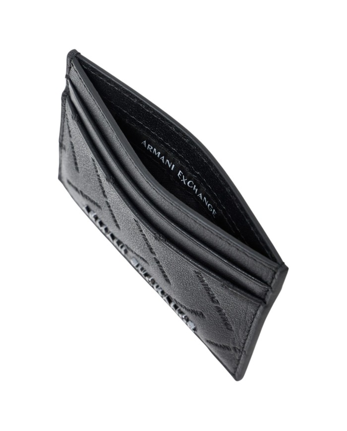 Portacarte Armani Exchange Uomo Embossed Logo Leather Black