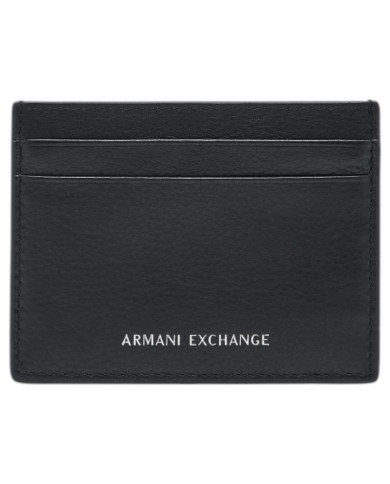 Portacarte Armani Exchange Uomo Line Logo Leather Black