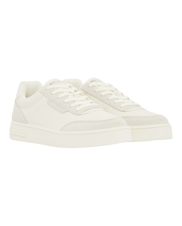 Sneakers Uomo Armani Exchange Line Logo Impressed Suede Leather White