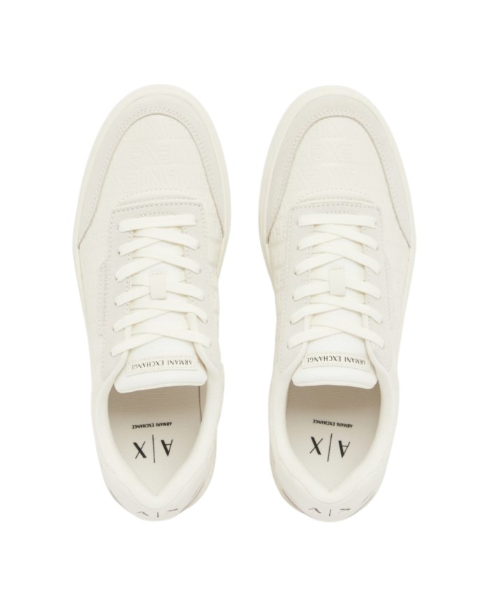 Sneakers Uomo Armani Exchange Line Logo Impressed Suede Leather White