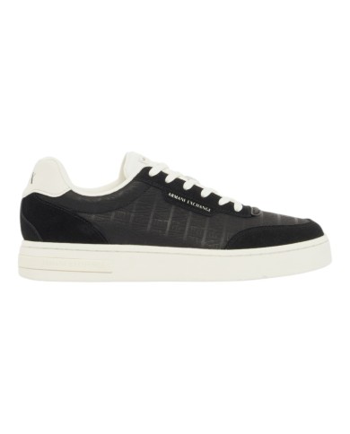 Sneakers Uomo Armani Exchange Line Logo Impressed Suede Leather Black