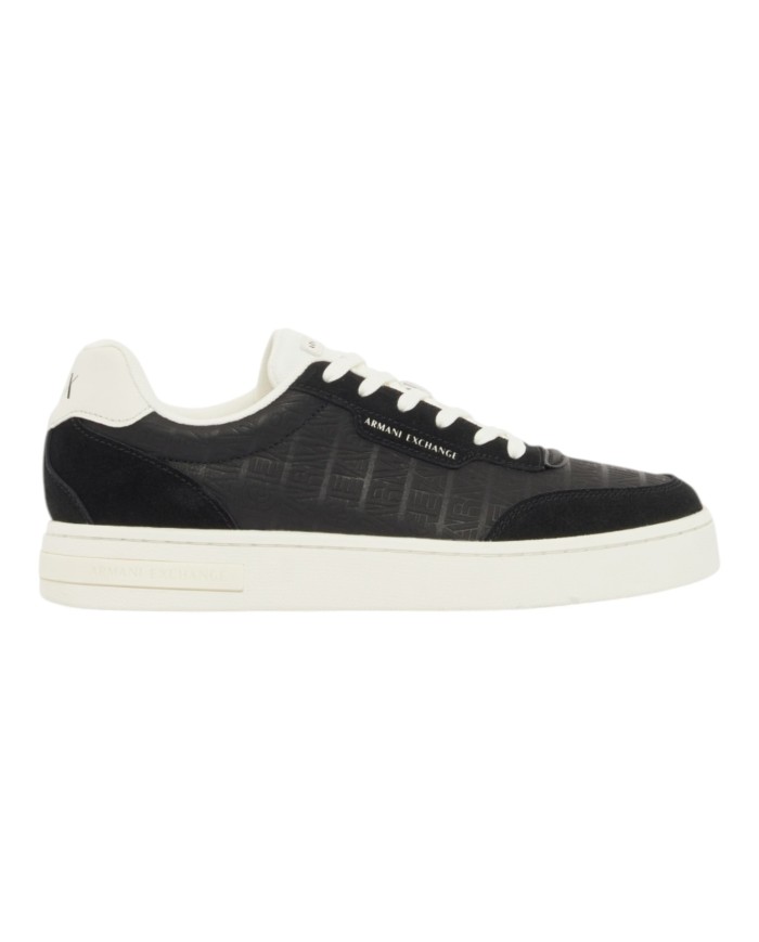 Sneakers Uomo Armani Exchange Line Logo Impressed Suede Leather Black
