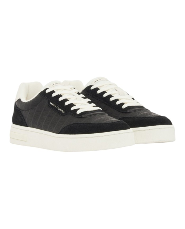 Sneakers Uomo Armani Exchange Line Logo Impressed Suede Leather Black
