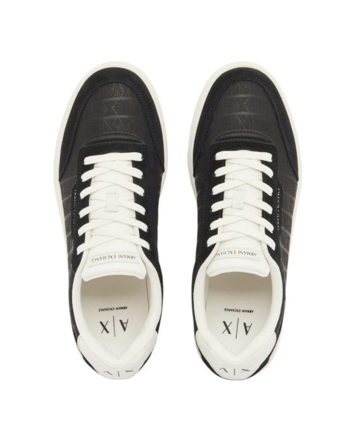 Sneakers Uomo Armani Exchange Line Logo Impressed Suede Leather Black