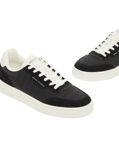 Sneakers Uomo Armani Exchange Line Logo Impressed Suede Leather Black