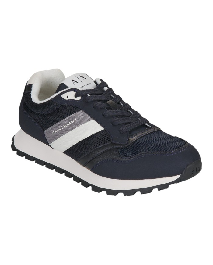 Sneakers Uomo Armani Exchange Stripes Logo Suede Leather Deep Navy
