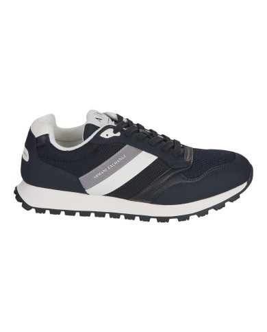 Sneakers Uomo Armani Exchange Stripes Logo Suede Leather Deep Navy