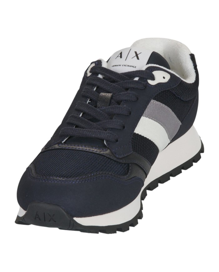 Sneakers Uomo Armani Exchange Stripes Logo Suede Leather Deep Navy