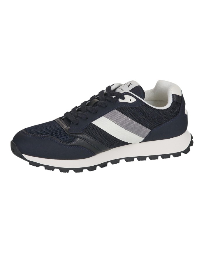 Sneakers Uomo Armani Exchange Stripes Logo Suede Leather Deep Navy