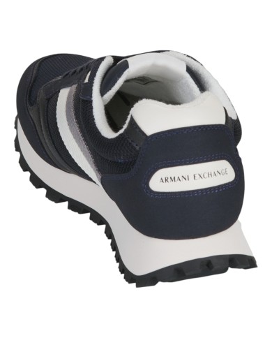 Sneakers Uomo Armani Exchange Stripes Logo Suede Leather Deep Navy