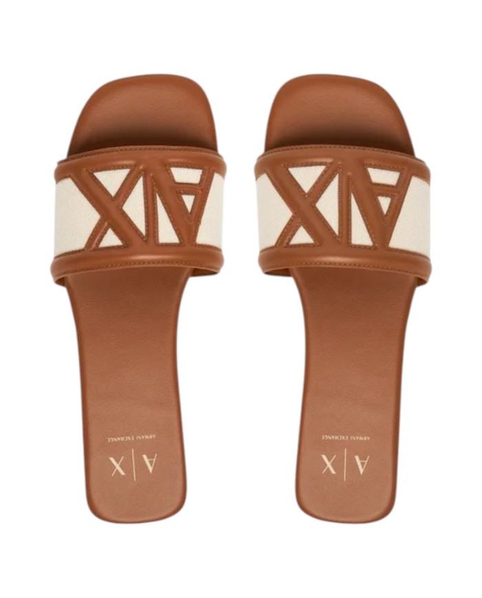 Sandali Armani Exchange Donna Ciabatte A X Logo Leather Cognac