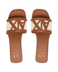 Sandali Armani Exchange Donna Ciabatte A X Logo Leather Cognac