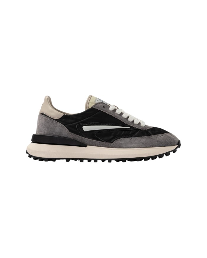 Sneakers Date Uomo Athleta Nylon Black con inserti in Suede Ivory Grigio Scuro