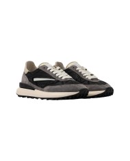 Sneakers Date Uomo Athleta Nylon Black con inserti in Suede Ivory Grigio Scuro