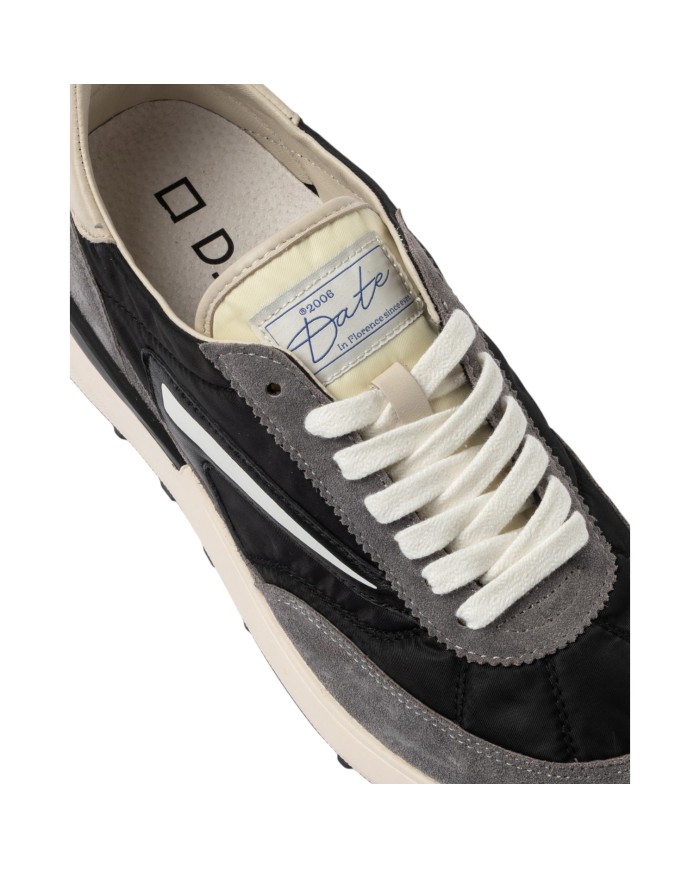 Sneakers Date Uomo Athleta Nylon Black con inserti in Suede Ivory Grigio Scuro