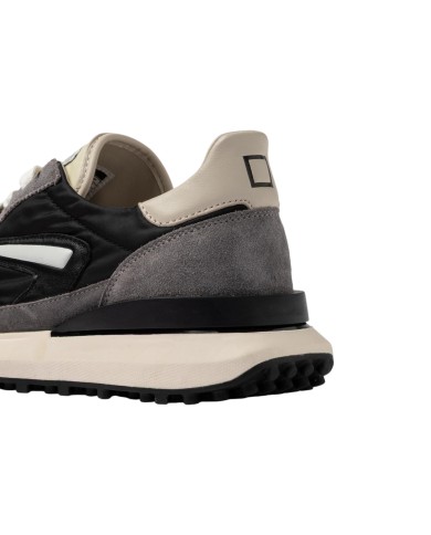 Sneakers Date Uomo Athleta Nylon Black con inserti in Suede Ivory Grigio Scuro