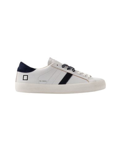 Sneakers Date Uomo Hill Low Natural Pelle Martellata White Blue