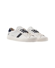 Sneakers Date Uomo Hill Low Natural Pelle Martellata White Blue