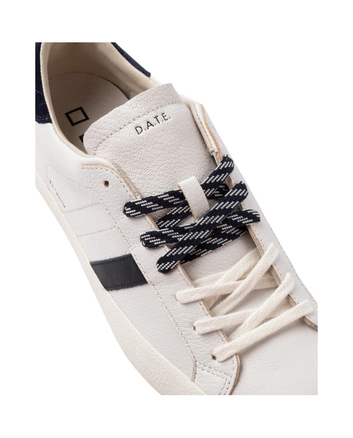 Sneakers Date Uomo Hill Low Natural Pelle Martellata White Blue