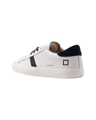 Sneakers Date Uomo Hill Low Natural Pelle Martellata White Blue