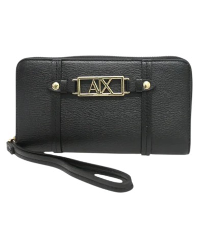 Portafoglio Donna Armani Exchange A X Fibbia Logo Leather Black