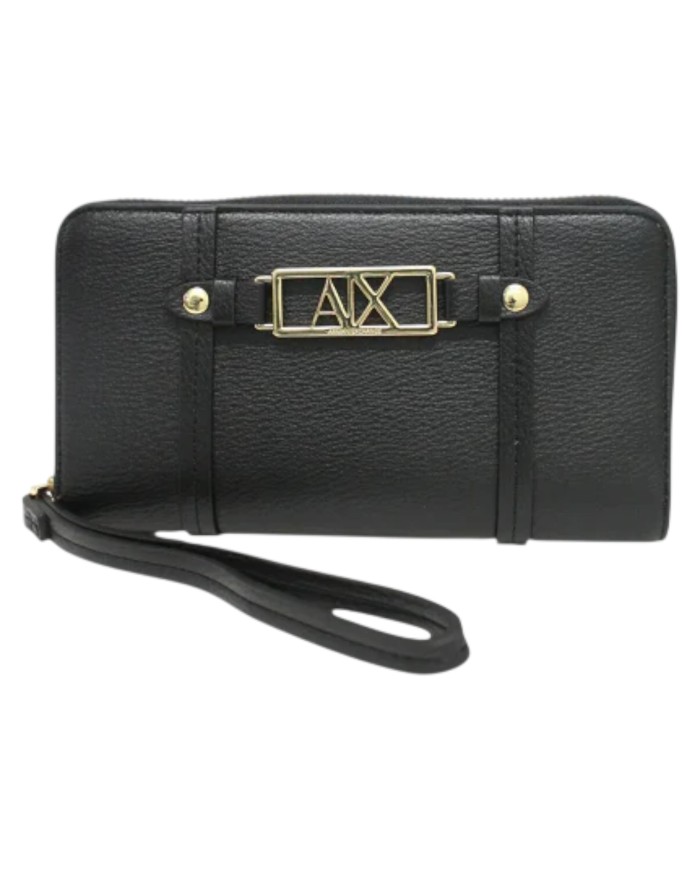 Portafoglio Donna Armani Exchange A X Fibbia Logo Leather Black