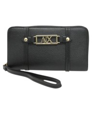 Portafoglio Donna Armani Exchange A X Fibbia Logo Leather Black