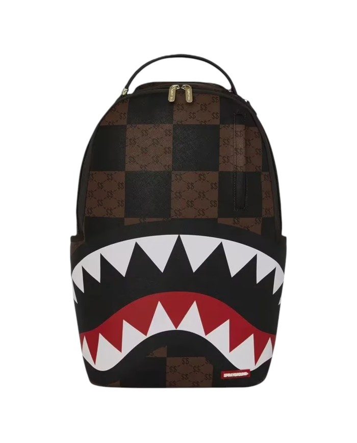Zaino Sprayground Uomo Enlarged Checks Paris Backpack Leather Black Brown