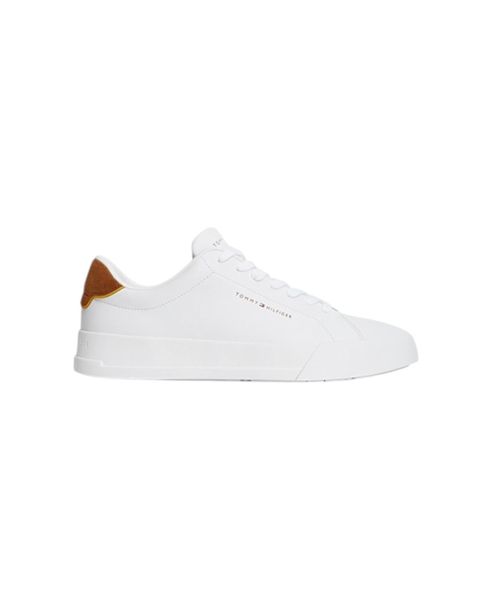Sneakers Uomo Tommy Hilfiger TH Court Core Ess Leather Logo White Coconude Groove