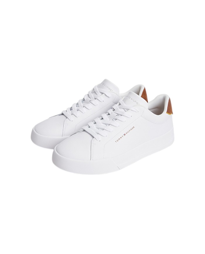 Sneakers Uomo Tommy Hilfiger TH Court Core Ess Leather Logo White Coconude Groove