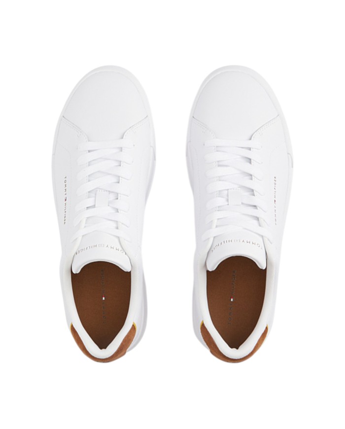 Sneakers Uomo Tommy Hilfiger TH Court Core Ess Leather Logo White Coconude Groove