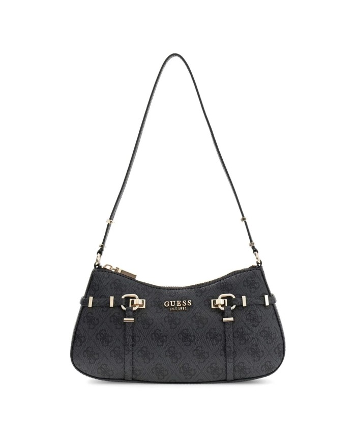Tracolla Donna Guess Carrie 4G Logo Leather Coal
