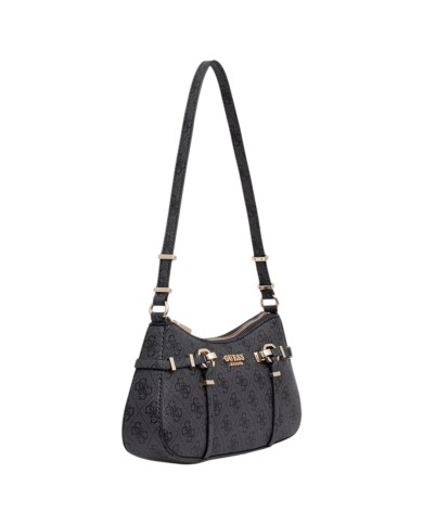 Tracolla Donna Guess Carrie 4G Logo Leather Coal