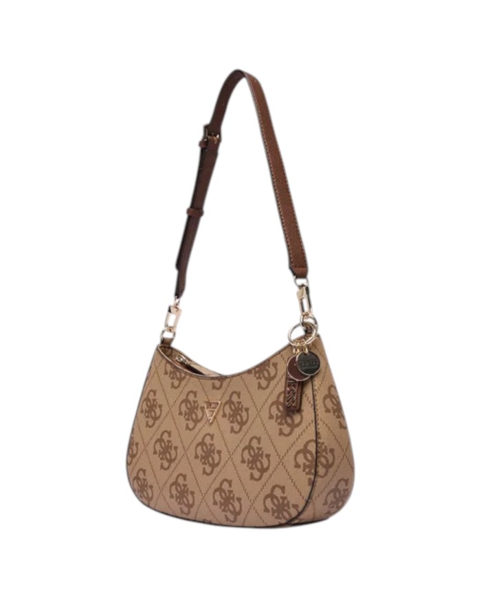Tracolla Donna Guess Noelle II 4G Maxi Logo Leather Latte
