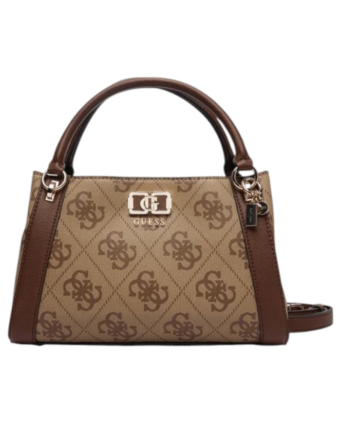 Borsa Donna Guess Karnilla Con Tracolla 4G Maxi Logo Leather Latte Beige