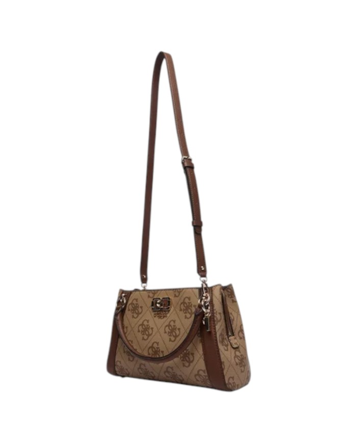 Borsa Donna Guess Karnilla Con Tracolla 4G Maxi Logo Leather Latte Beige