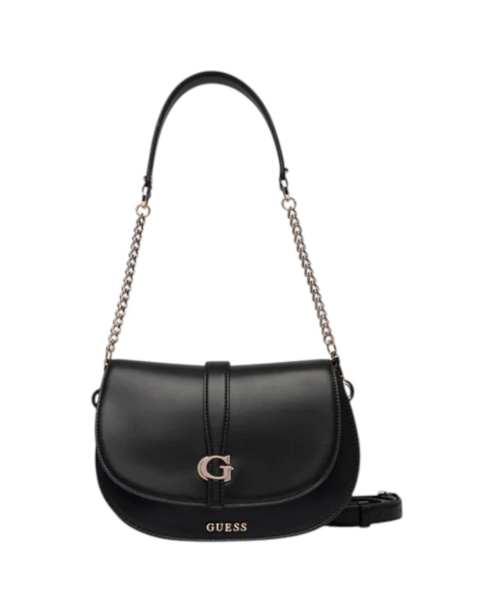 Tracolla Donna Guess Carrie Fibbia G Logo Leather Black
