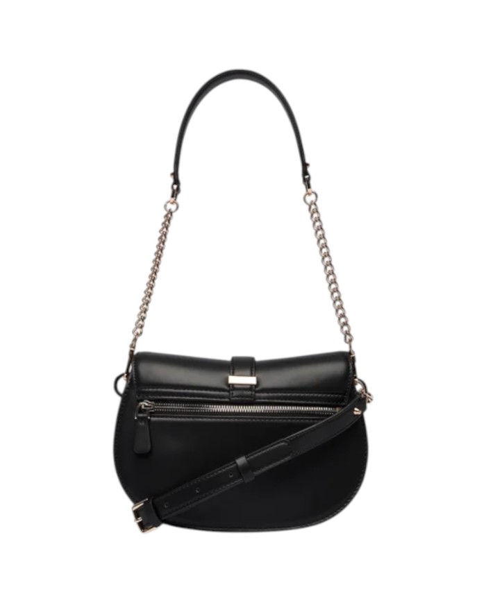 Tracolla Donna Guess Carrie Fibbia G Logo Leather Black