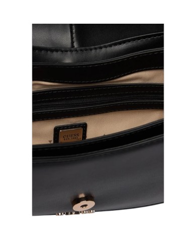 Tracolla Donna Guess Carrie Fibbia G Logo Leather Black