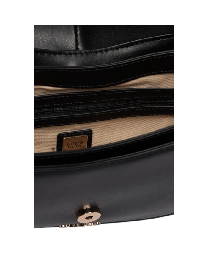 Tracolla Donna Guess Carrie Fibbia G Logo Leather Black